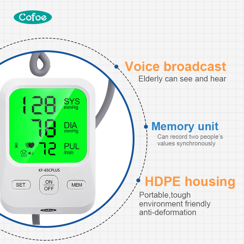 KF-65C Plus Monitor de presión arterial digital automático COFOE (tipo de brazo)