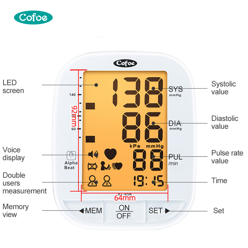 COFOE KF-65K-Plus Máquina de presión arterial Monitor automático de presión arterial